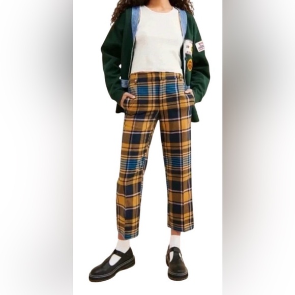 Urban Outfitters Pants - Urban Outfitters Claire Blue Yellow Plaid Y2K Cropped Pants Women SZ 6